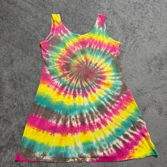 Vintage Tie Dye 90s Tank Shirt Womens S Oversized Rainbow Psychedelic Distressed - Picture 3 of 10